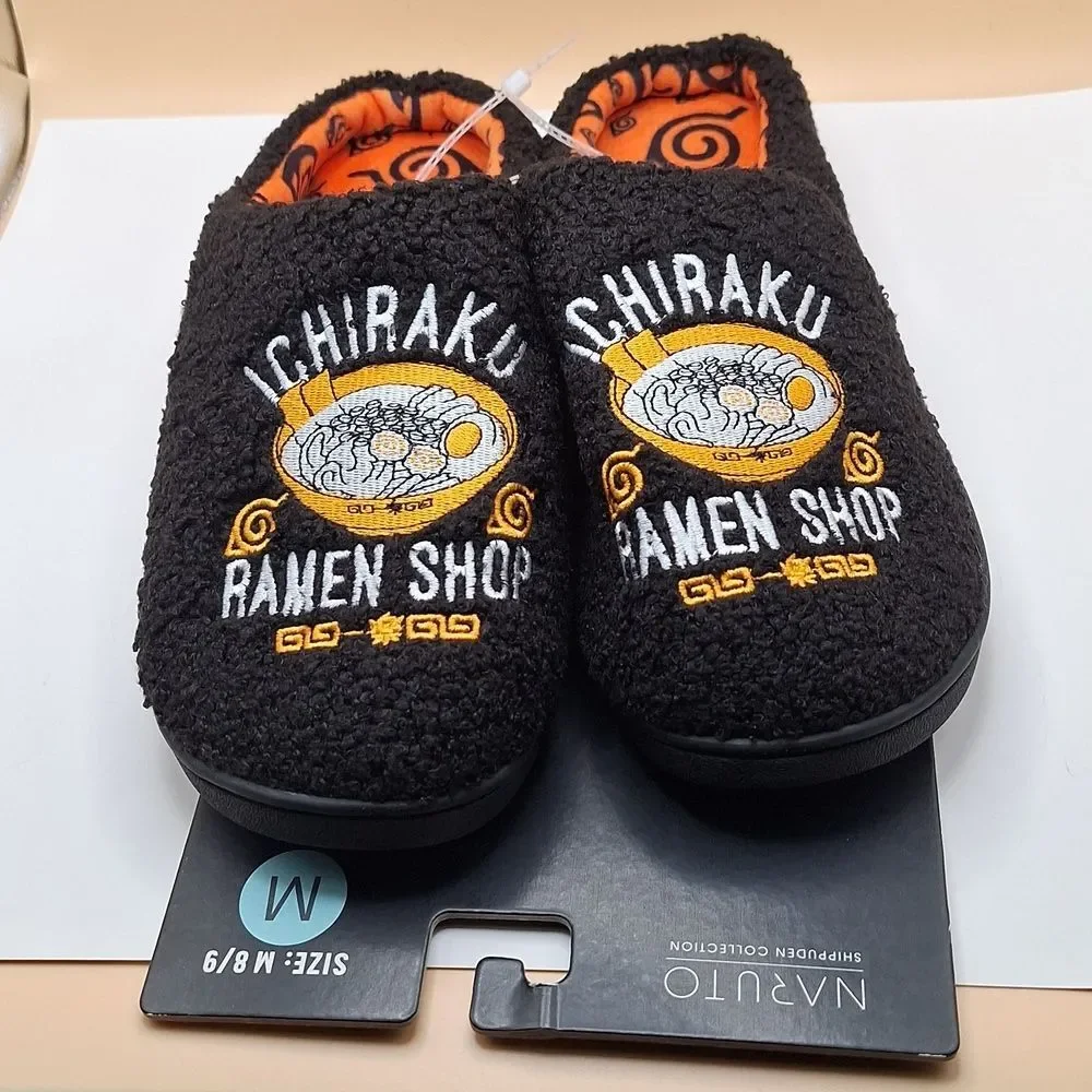 Naruto Shippuden slippers Anime Men's Ichiraku Ramen Shop fleece Embroidered